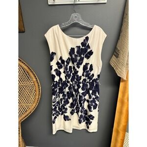 Jessica Howard Womens Sz 16 Cream Floral Dress Sleeveless Purple Blouson Sheath